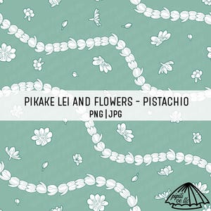 Pikake Leis and Flowers - Pistachio - Pikake Lei PNG - Lei Strand Seamless - Fabric Printing - Hawaii Seamless Repeat - Hawaii Sublimation