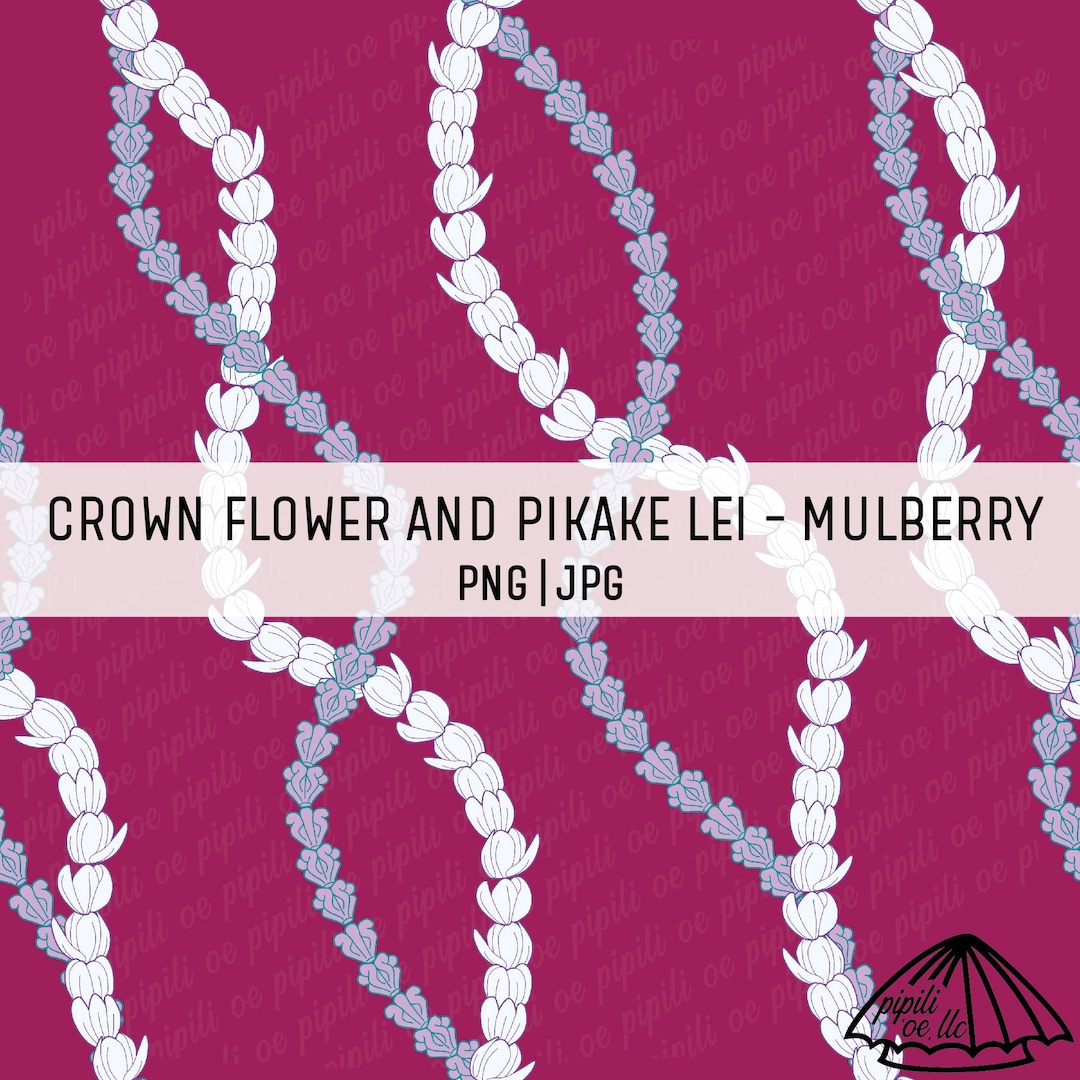 Crown Flower and Pikake Lei Pattern - Mulberry - Seamless Pattern