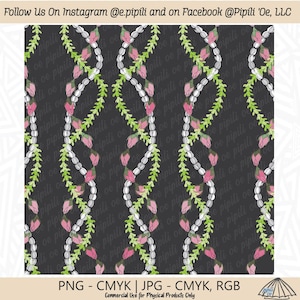 Lokelani Pikake Pakalana Lei Pattern - Dark Gray - Lokelani Lei PNG - Pakalana Lei JPG - Pikake Lei Clip Art - Digital Download - Seamless