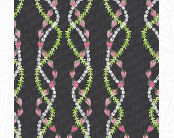 Hawaiian Lei Pattern: Lokelani Pikake Pakalana, Dark Gray (Digital Download)