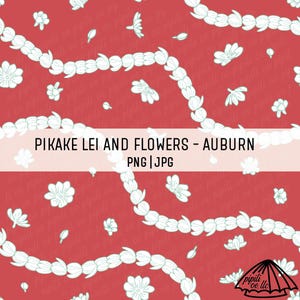 Pikake Leis and Flowers - Auburn - Pikake Lei PNG - Lei Strand Seamless - Fabric Printing PNG - Hawaii Seamless Repeat - Hawaii Sublimation