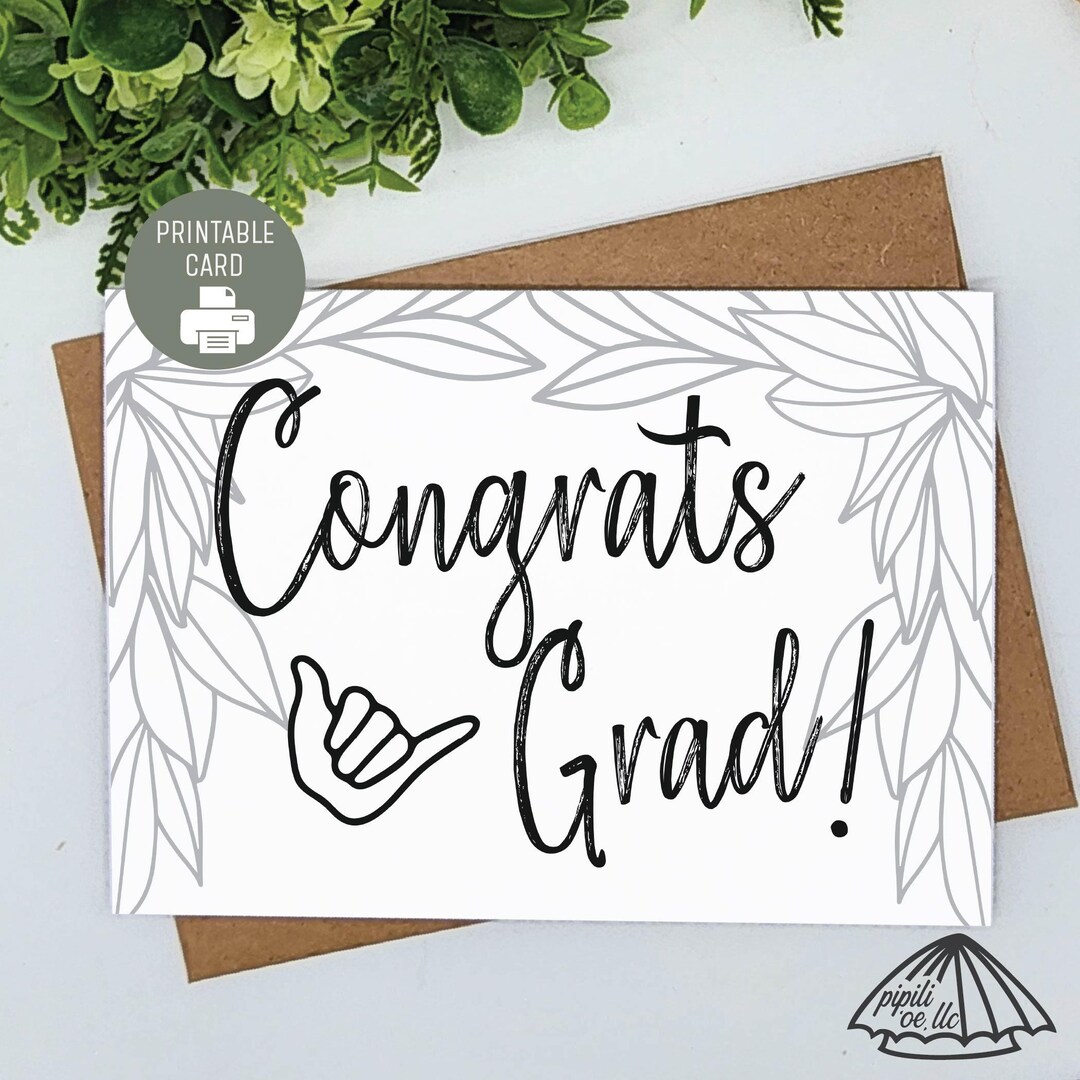 Congrats Grad Card Printable - Maile Lei Printable Card - Graduation ...