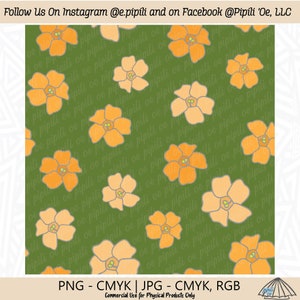 Puakenikeni Flowers Pattern - Olive - Puakenikeni Repeating Pattern - Hawaii Flower Seamless PNG - Puakenikeni Flower JPG - Digital Floral
