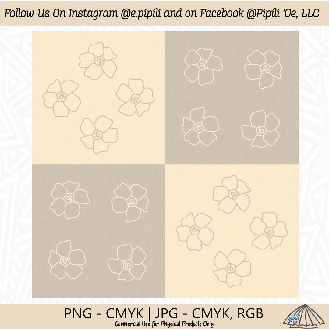 Puakenikeni Flower Checkered Pattern - Puakenikeni Flower Seamless ...