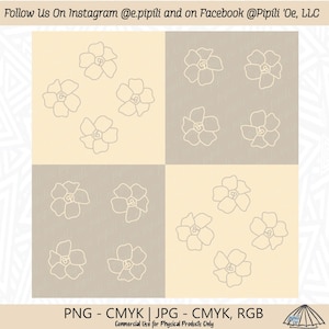 Puakenikeni Flower Checkered Pattern - Puakenikeni Flower Seamless Pattern - Hawaii Flower Pattern - Digital Download - Puakenikeni PNG