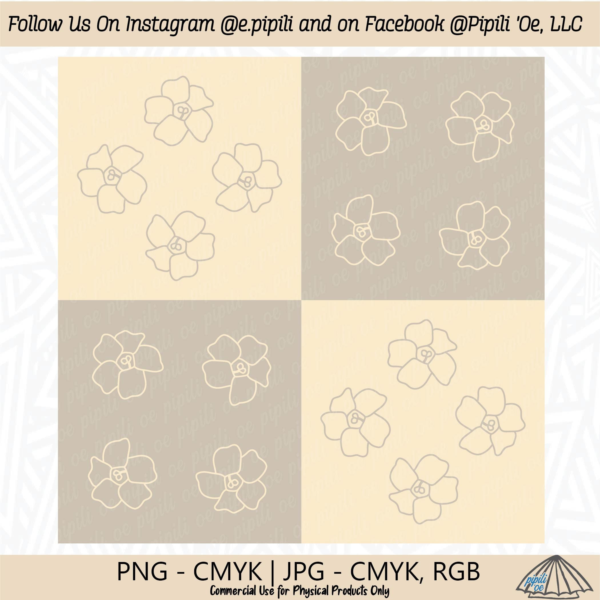 Puakenikeni Flower Checkered Pattern Puakenikeni Flower Seamless ...