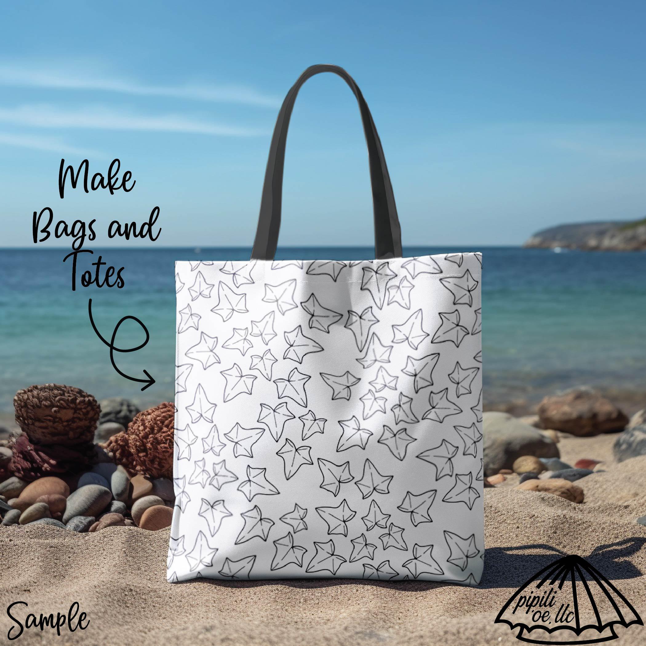 Kukui Nut Leaves Seamless Pattern - White - Hawaii Plant Seamless ...