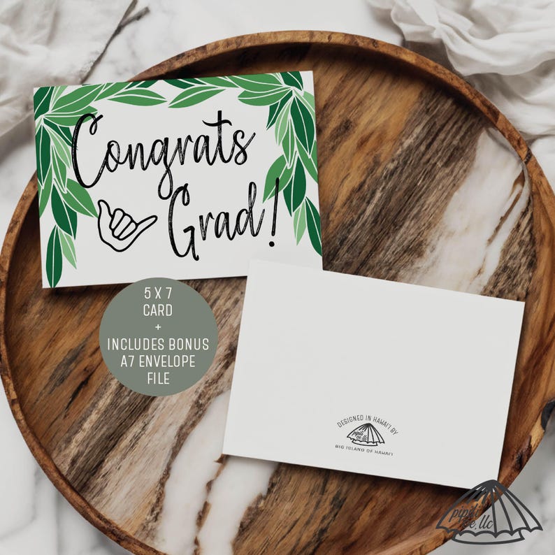 Congrats Grad Card Printable - Maile Lei Printable Card - Graduation ...