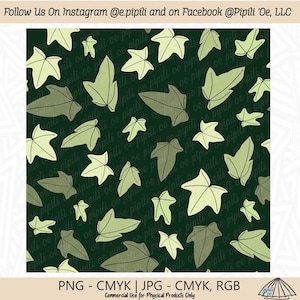 Kukui Leaves Repeating Pattern - Dark Green Background - Kukui Nut Leaves Pattern - Kukui Nut Leaf Seamless - Hawaii Repeating Pattern - PNG