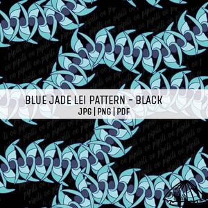 Blue Jade Lei Pattern - Black Background - Hawaii Lei Pattern for Sublimation - Custom Fabric PNG - Lei Strand Seamless Pattern PDF - Floral
