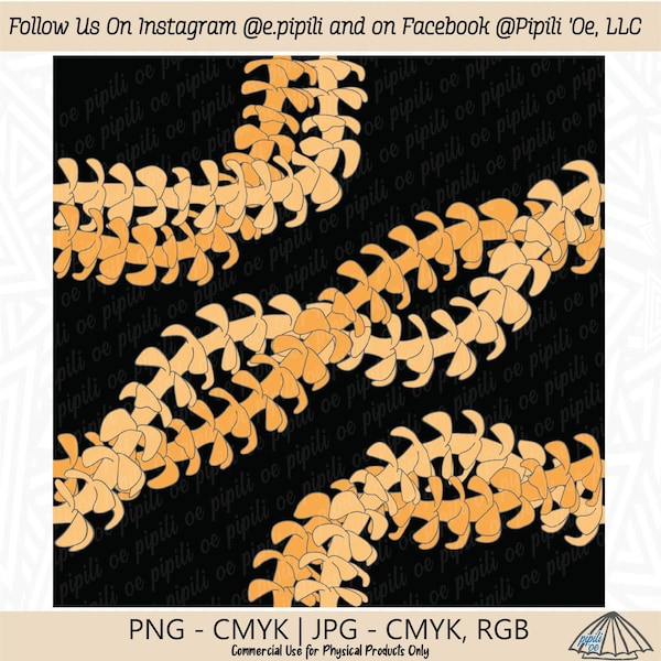 Double Puakenikeni Lei Pattern - Black - Puakenikeni Lei Seamless Design PNG - Puakenikeni Lei Sublimation - Hawaii Lei Pattern - Repeating