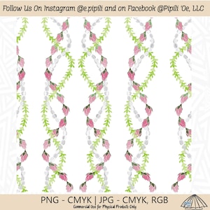 Lokelani Pikake Pakalana Lei Pattern - White - Lokelani Lei PNG - Pakalana Lei JPG - Pikake Lei Clip Art - Digital Download - Seamless PNG