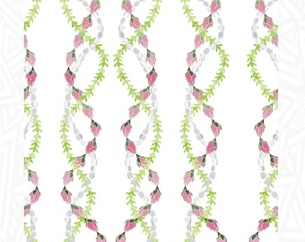 Lokelani Pikake Pakalana Lei Pattern - White - Lokelani Lei PNG - Pakalana Lei JPG - Pikake Lei Clip Art - Digital Download - Seamless PNG