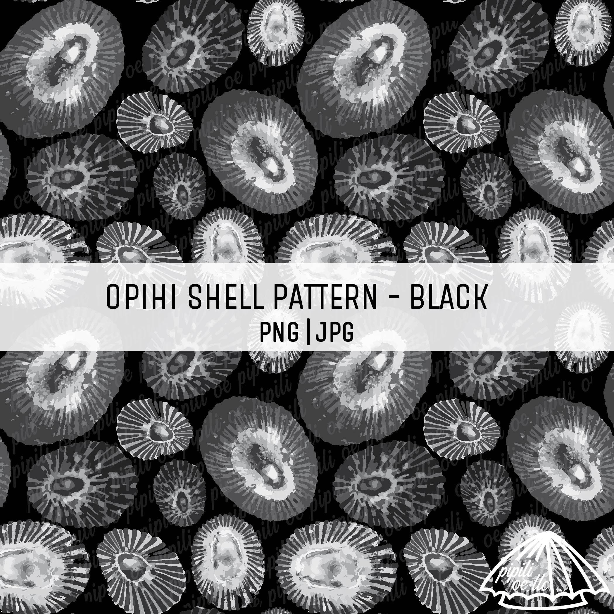 Opihi Shell Pattern - Black - Hawaiian Shell Pattern - Shell Seamless ...