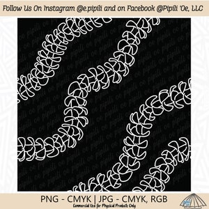 Puakenikeni Lei Black and White Seamless Repeating Pattern - Puakenikeni Lei PNG - Digital Download - Hawaii Lei Seamless - Tropical Pattern