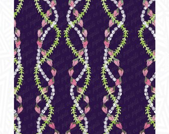 Lokelani Pikake Pakalana Lei Pattern - Dark Purple - Lokelani Lei PNG - Pakalana Lei JPG - Pikake Lei Clip Art - Digital Download - Seamless