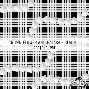 Crown Flower and Palaka Pattern - Sage - Hawaiian Lei Design for Sublimation - Custom Fabric Printing PNG - Seamless Pattern - Palaka PNG