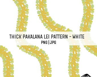 Thick Pakalana Lei Pattern on White - Hawaii Seamless Repeat Pattern for Sublimation, Backgrounds, Custom Fabric - Hawaiian Lei Pattern PNG
