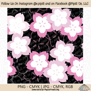 Sakura Blumenmuster Weiß - Kirschblüte-Wiederholendes Muster - Sakura Nahtlos - Digital Download - Sakura Flower Rapport - Hawaii-Muster