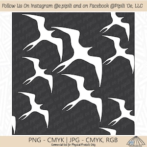 Iwa Birds in Flight Repeating Pattern - Iwa Birds Seamless Pattern Black Background - Iwa Birds Pattern - Digital Download - Iwa Bird PNG