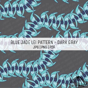 Blue Jade Lei Pattern - Dark Gray - Hawaii Lei Pattern for Sublimation - Custom Fabric PNG - Lei Strand Seamless Pattern PDF - Floral JPG
