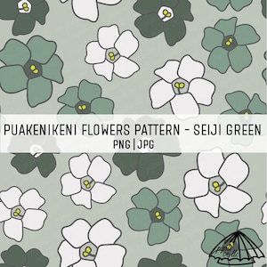 Puakenikeni Flowers Pattern - Seiji Green - Puakenikeni Pattern - Hawaii Sublimation - Background Seamless Pattern - Hawaii Pattern PNG