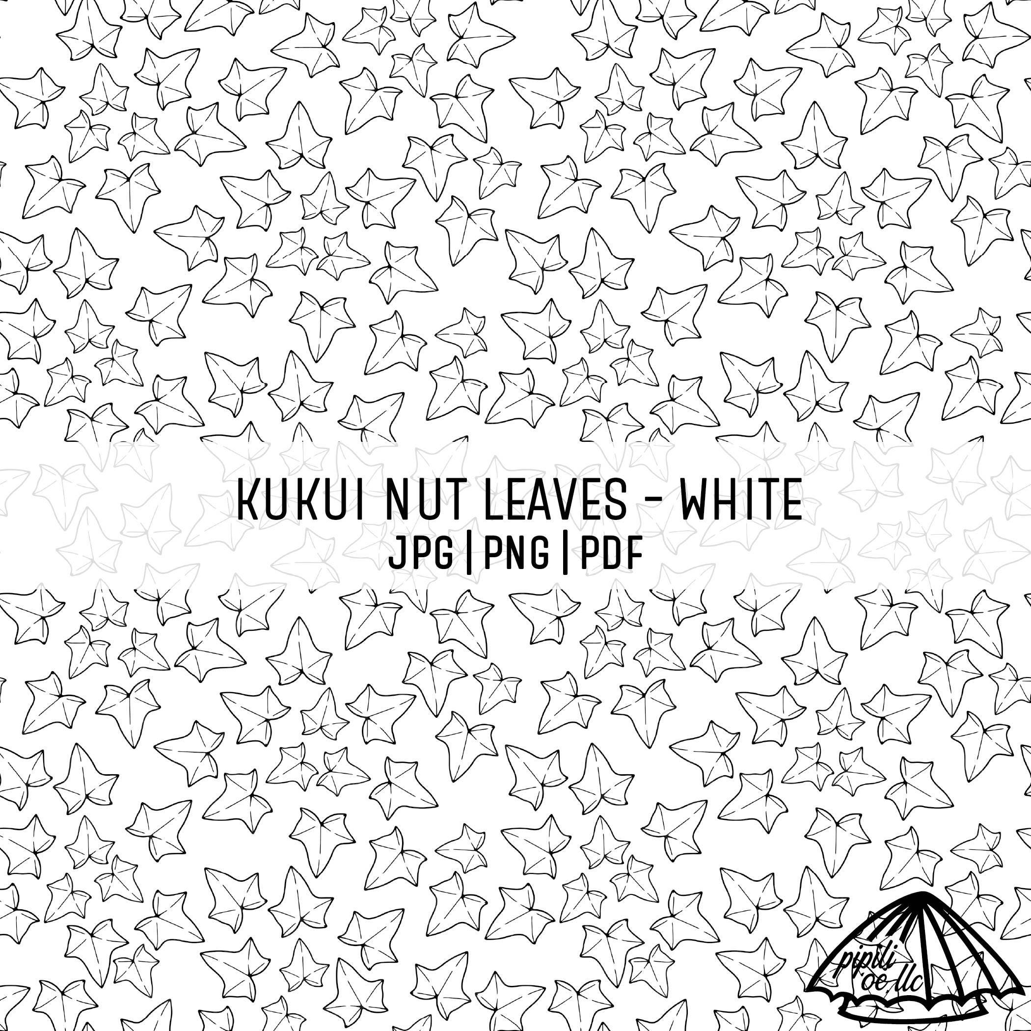 Kukui Nut Leaves Seamless Pattern - White - Hawaii Plant Seamless ...