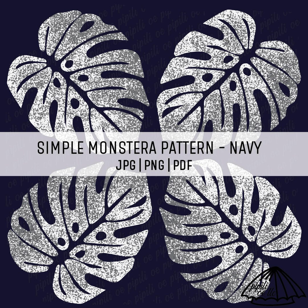 Simple Monstera Pattern - Navy - Monstera Leaf Seamless Pattern for ...
