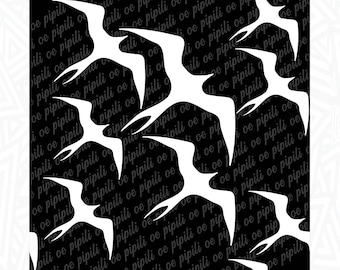 Iwa Birds in Flight Repeating Pattern - Iwa Birds Seamless Pattern Black Background - Iwa Birds Pattern - Digital Download - Iwa Bird PNG