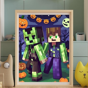 Halloween Mine jpg pdf print Creeper print Creeper Steve Wall decor Nursery decor Printable wall Art Creeper Digital Download Game gift