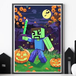 Halloween Mine jpg pdf print Creeper print Nursery decor Creeper Wall decor Printable wall Art Creeper Digital Download Gamer gift