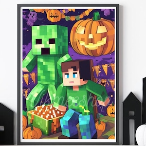 Halloween Mine Creeper jpg pdf Creeper print Creeper Wall decor Nursery decor Printable wall Art Creeper Digital Download kids Gamer gift