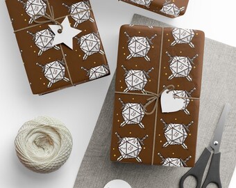 DnD Wrapping Paper Dungeons 20 Dice Dragons DM Birthday Holiday Any Day Gift Wrap for Boyfriend Girlfriend Husband Wife Partner RPG Gift 3