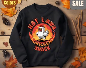 Sudadera juvenil Mine Gaming Hot Lava Craft, jersey gamer, suéter para amantes de los videojuegos, regalo gamer, jersey Cozy Chicken Shack, regalo para hijo o nieto