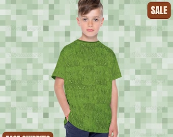 Mine Creeper Shirt Cosplay Movie Youth Tee Gamer Gift for Son Brother Gaming Gifts Video Game Tshirt gift for Grandson Grand daughter Boy