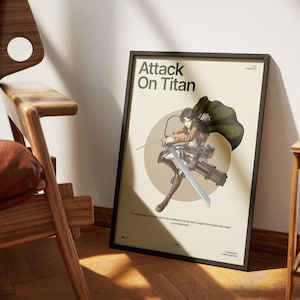 Attack on Titan Poster, Levi Ackerman Poster Print | Living Room, Bedroom,  Desk-space, Dorm | Mid Century Art