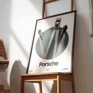 Porsche 911 Poster Car Art Work Print | Porsche 911 | Poster Print | Living Room, Bedroom,  Desk-space, Dorm | Mid Century Art