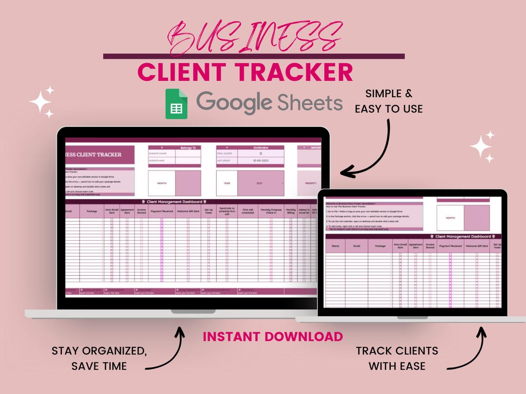 Client Tracker Google Sheets Template: Small Business CRM (digital ...