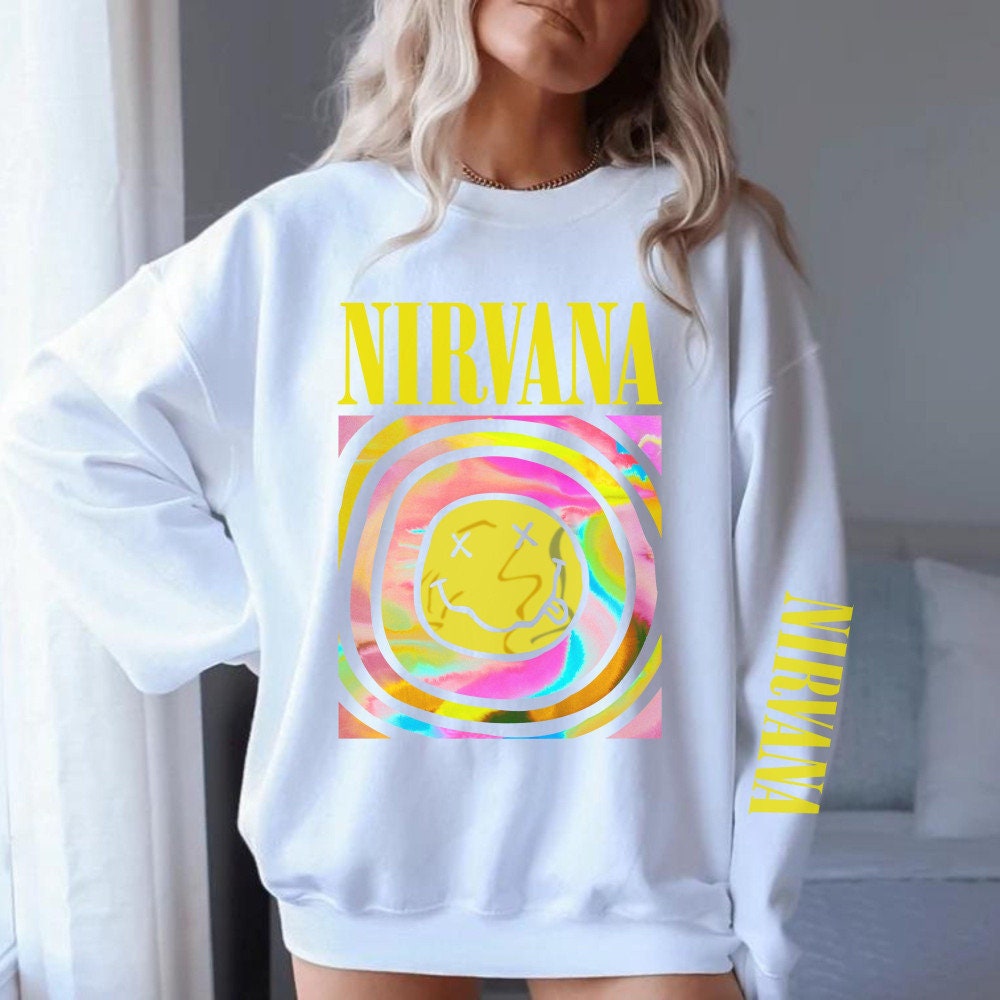 Pink Nirvana Sweatshirt, Preppy Sweatshirt, 90s sweatshirt, Nirvana ...