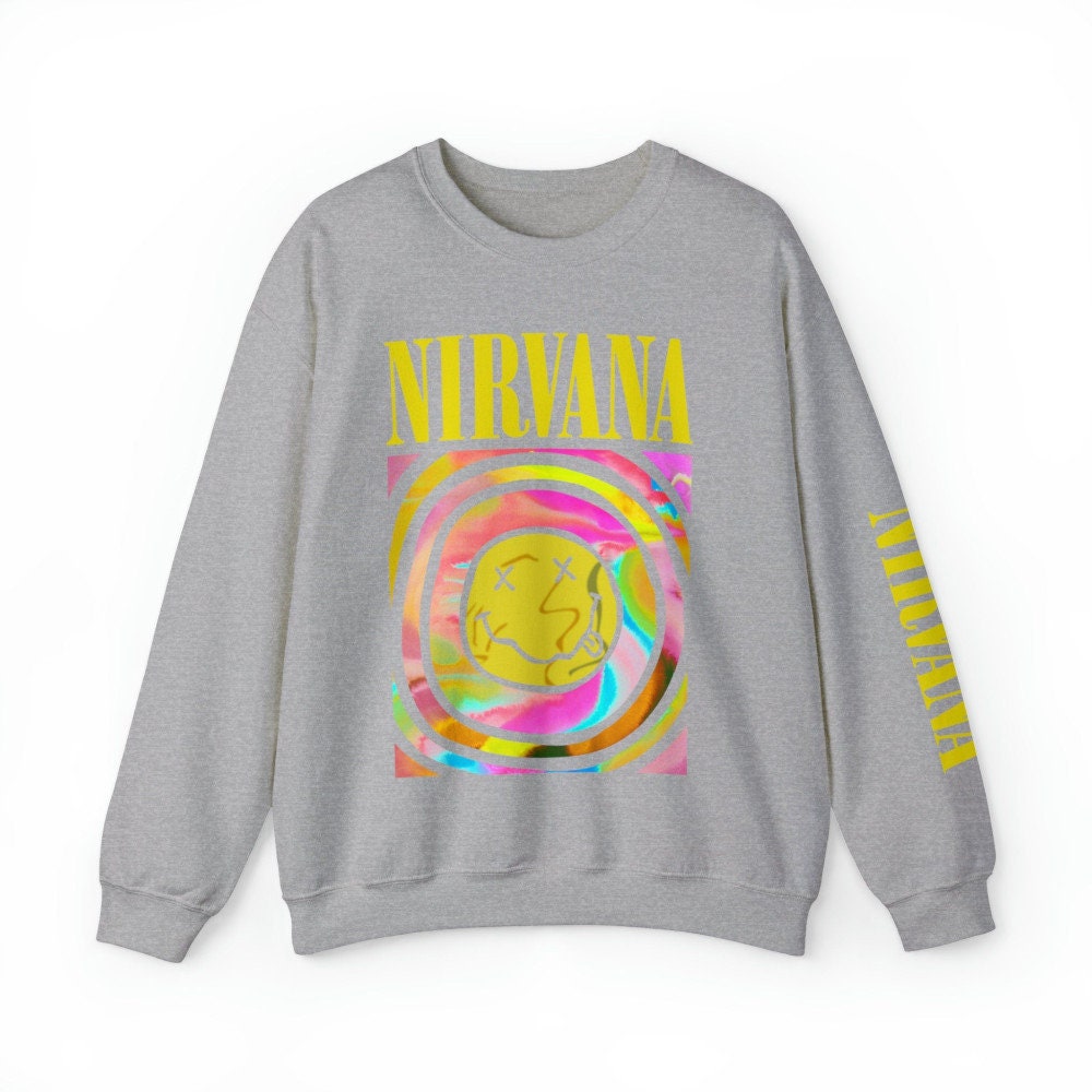 Pink Nirvana Sweatshirt, Preppy Sweatshirt, 90s sweatshirt, Nirvana ...