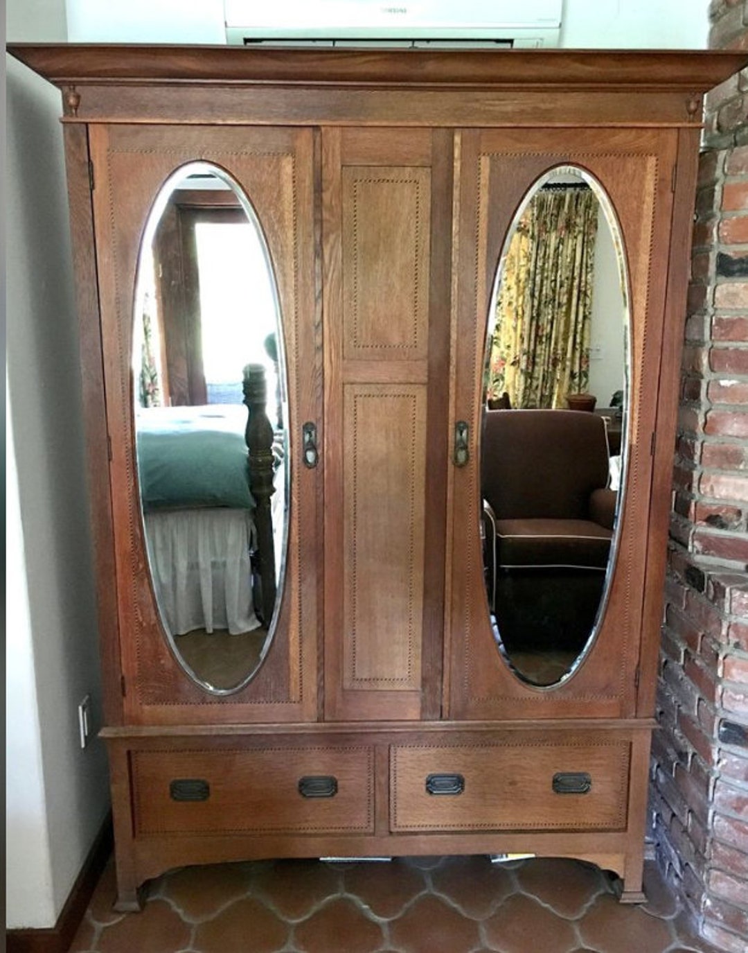 Antique Oak Armoire/wardrobe Etsy
