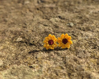 Crochet Sunflower Stud Earrings