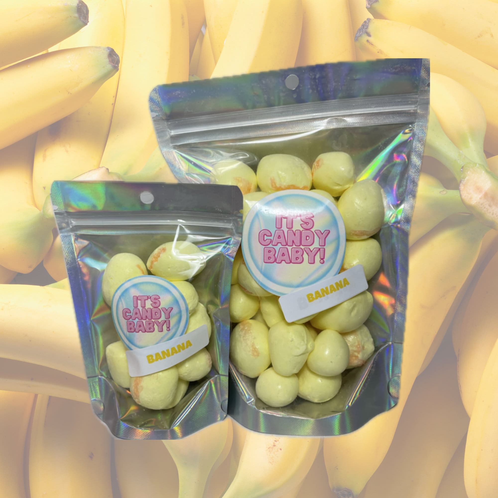 Banana Freeze Dried Taffy, Classic Creamy Candy Flavor, Fun Crunchy Banana Treat