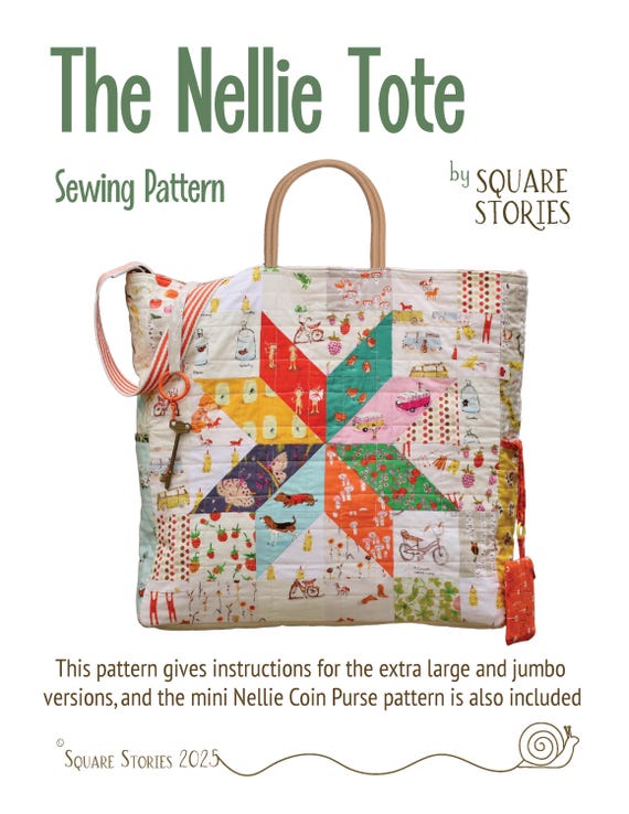 Nellie Tote Bag Sewing Pattern: XL & Jumbo Sizes (Digital Download)