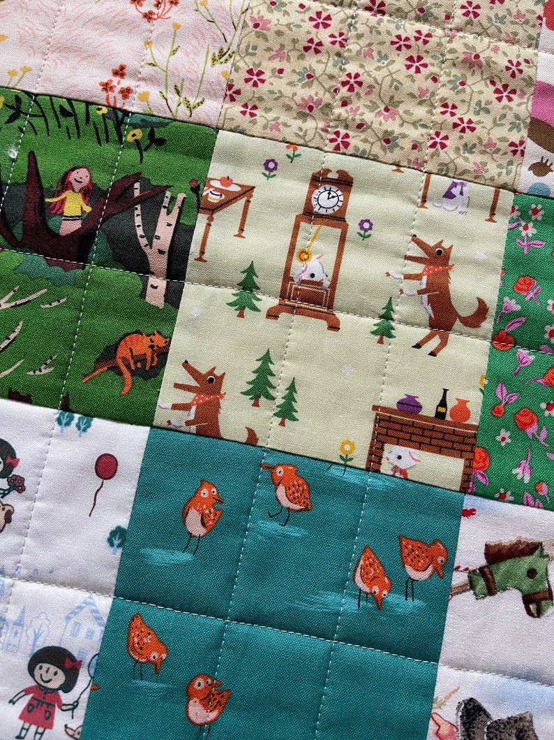 Hand Made Rainbow Patchwork Quilt Cot Size Etsy