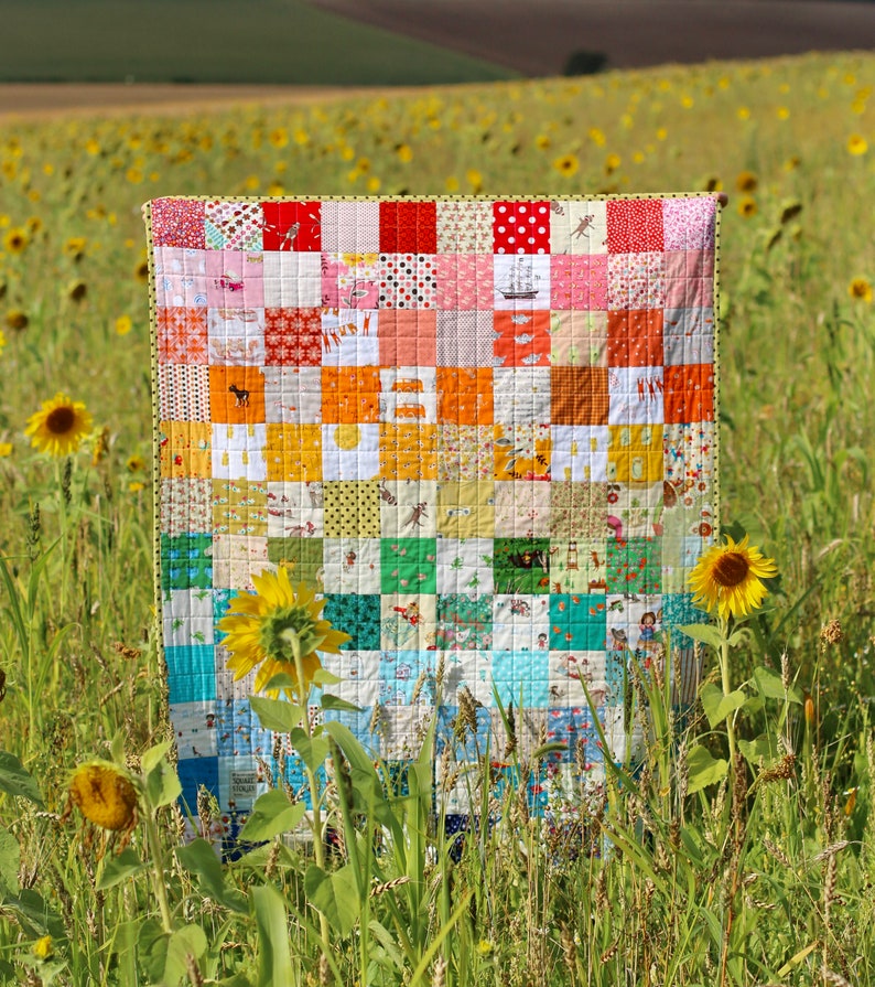 Hand Made Rainbow Patchwork Quilt Cot Size Etsy