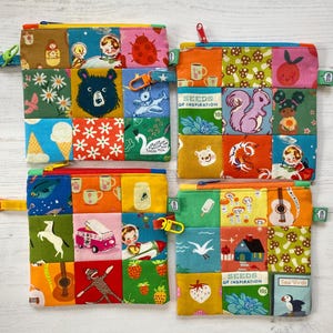 Happy-Squares Patchwork Zipper Pouch size Small