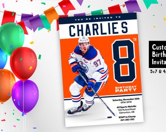 Connor McDavid Birthday Invite! Perfect for Socials, Print or Email! Super fast deliver, Connor McDavid Hockey birthday, hockey invitation