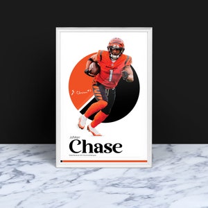 Jamarr Chase Poster, Cincinnati Bengals Poster, Bengals, Football Gifts, Sports Poster, Football Player Poster, Football Wall Art