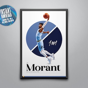 Ja Morant Poster, Memphis Grizzlies, Moran Poster, Basketball Geschenke, Sport Poster, Basketball Player Poster, Basketball Wandkunst
